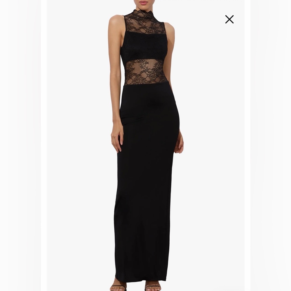 Alice + Olivia Black Lace Dress Maxi size 8